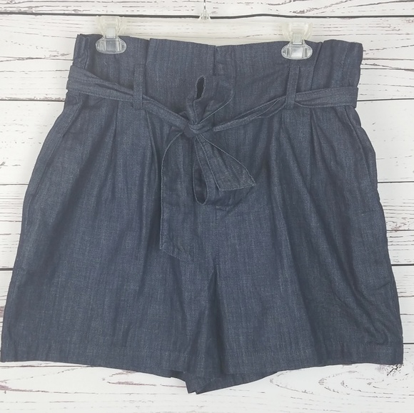 chambray paperbag shorts